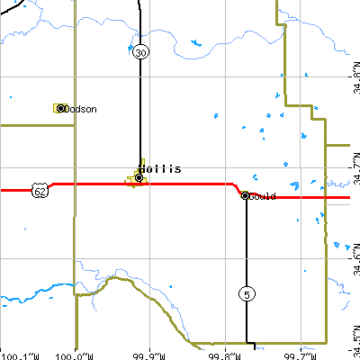 Zip code 73550 close-up map