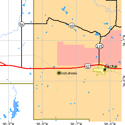 Zip code 73552 close-up map