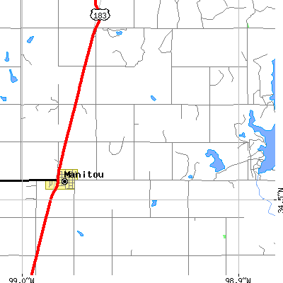 Zip code 73555 close-up map
