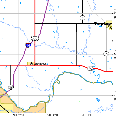 Zip code 73562 close-up map