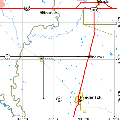 Zip code 73570 close-up map