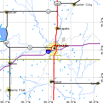 Zip code 73601 close-up map