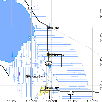 Zip code 92233 close-up map