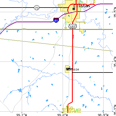 Zip code 73622 close-up map