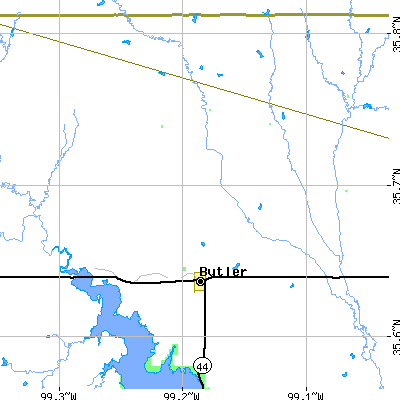 Zip code 73625 close-up map