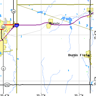 Zip code 73626 close-up map