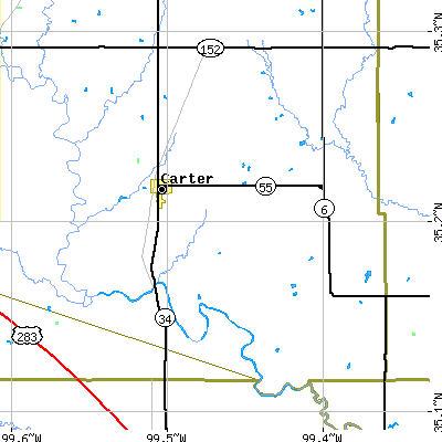 Zip code 73627 close-up map