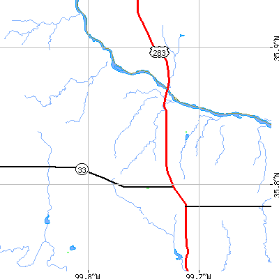 Zip code 73638 close-up map