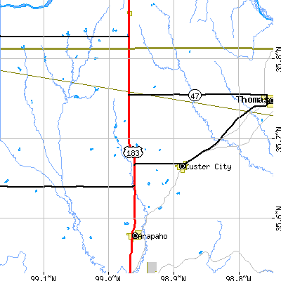 Zip code 73639 close-up map