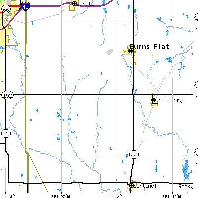 Zip code 73641 close-up map
