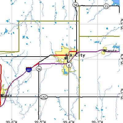 Zip code 73644 close-up map