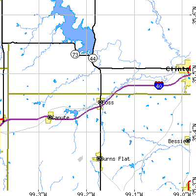 Zip code 73647 close-up map
