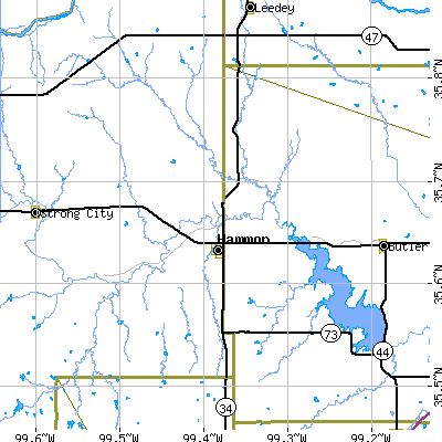 Zip code 73650 close-up map
