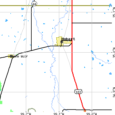 Zip code 73651 close-up map