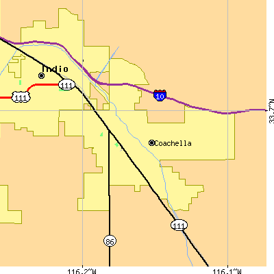 Zip code 92236 close-up map