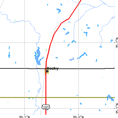 Zip code 73661 close-up map