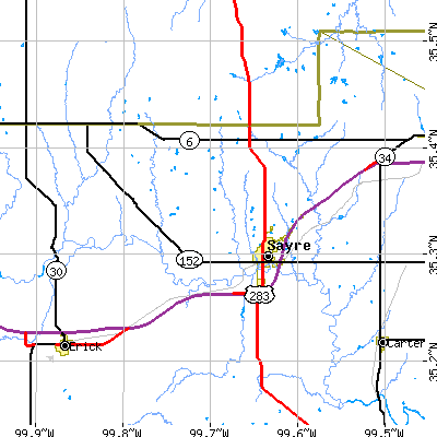 Zip code 73662 close-up map