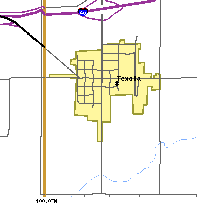 Zip code 73668 close-up map