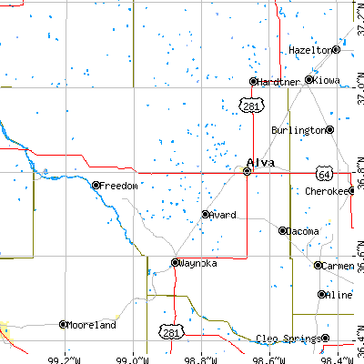 Zip code 73717 close-up map