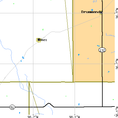 Zip code 73718 close-up map
