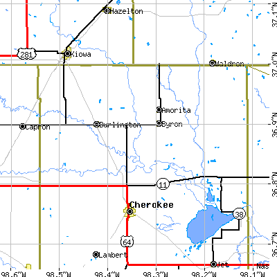 Zip code 73722 close-up map