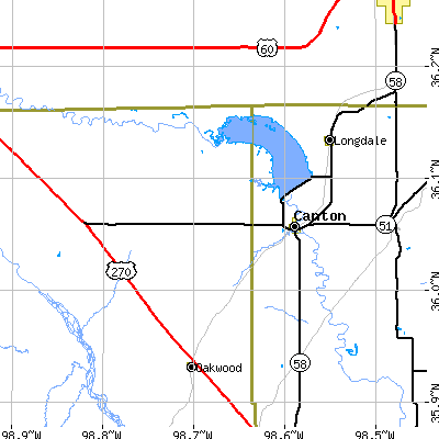 Zip code 73724 close-up map