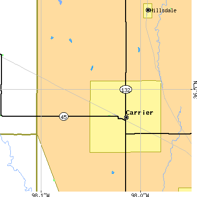 Zip code 73727 close-up map