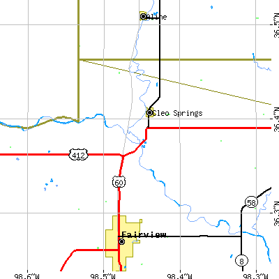 Zip code 73729 close-up map