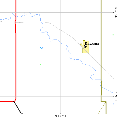 Zip code 73731 close-up map