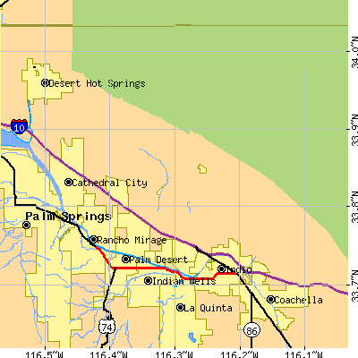 Zip code 92241 close-up map