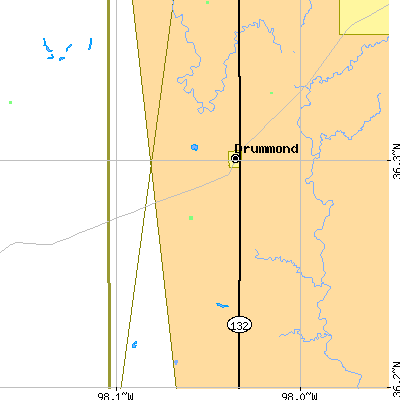 Zip code 73735 close-up map