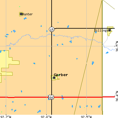 Zip code 73738 close-up map