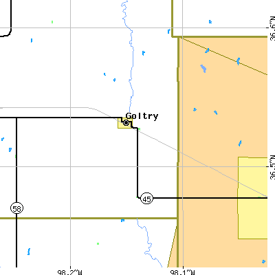 Zip code 73739 close-up map