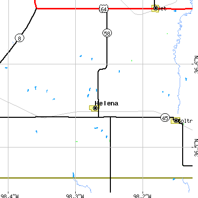 Zip code 73741 close-up map