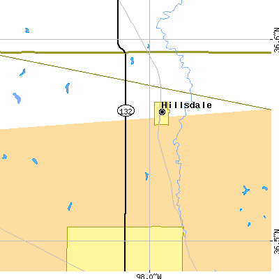 Zip code 73743 close-up map