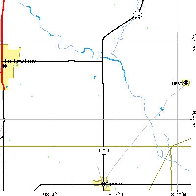 Zip code 73747 close-up map