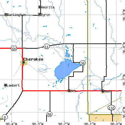 Zip code 73749 close-up map