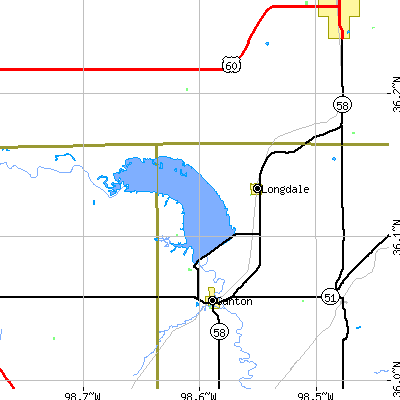 Zip code 73755 close-up map