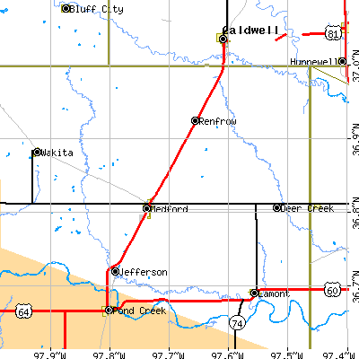 Zip code 73759 close-up map