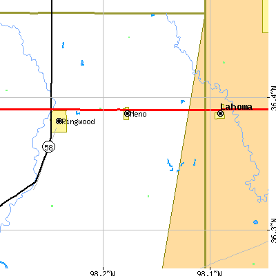 Zip code 73760 close-up map