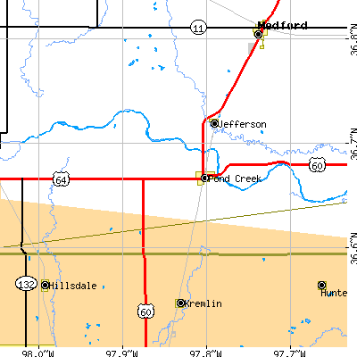 Zip code 73766 close-up map