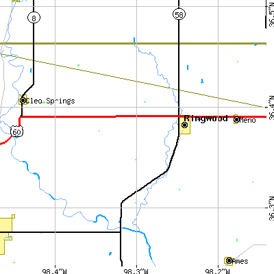 Zip code 73768 close-up map