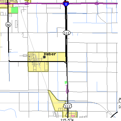 Zip code 92249 close-up map