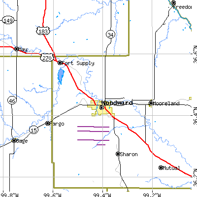 Zip code 73801 close-up map