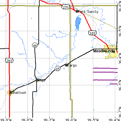 Zip code 73840 close-up map