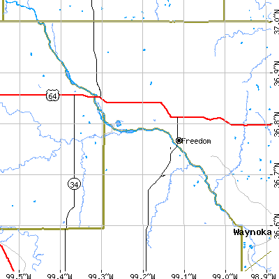 Zip code 73842 close-up map