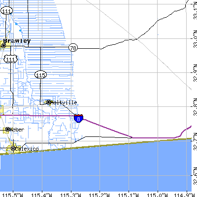 Zip code 92250 close-up map