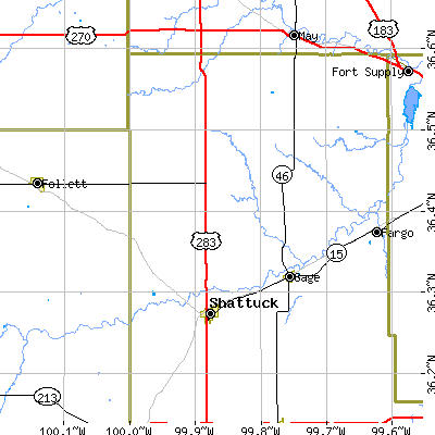 Zip code 73843 close-up map