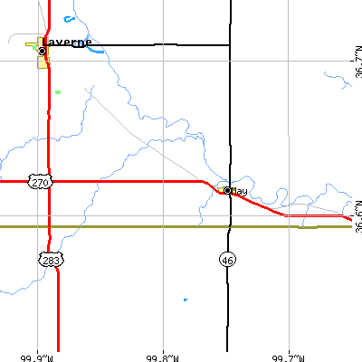 Zip code 73851 close-up map