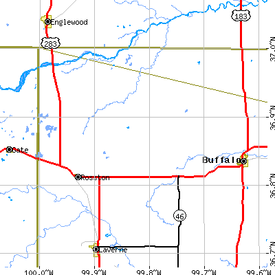 Zip code 73855 close-up map